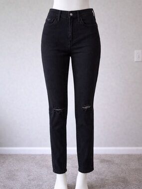 Abercrombie & Fitch High-Rise Black Skinny Jeans with Knee Rips
